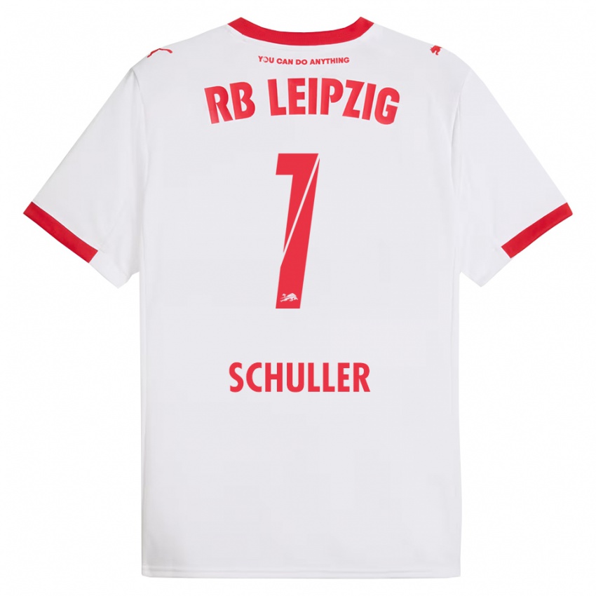 ילדים ג'ינה שולר #1 לבן אדום ג'רזי ביתית 2025/26 חולצה קצרה