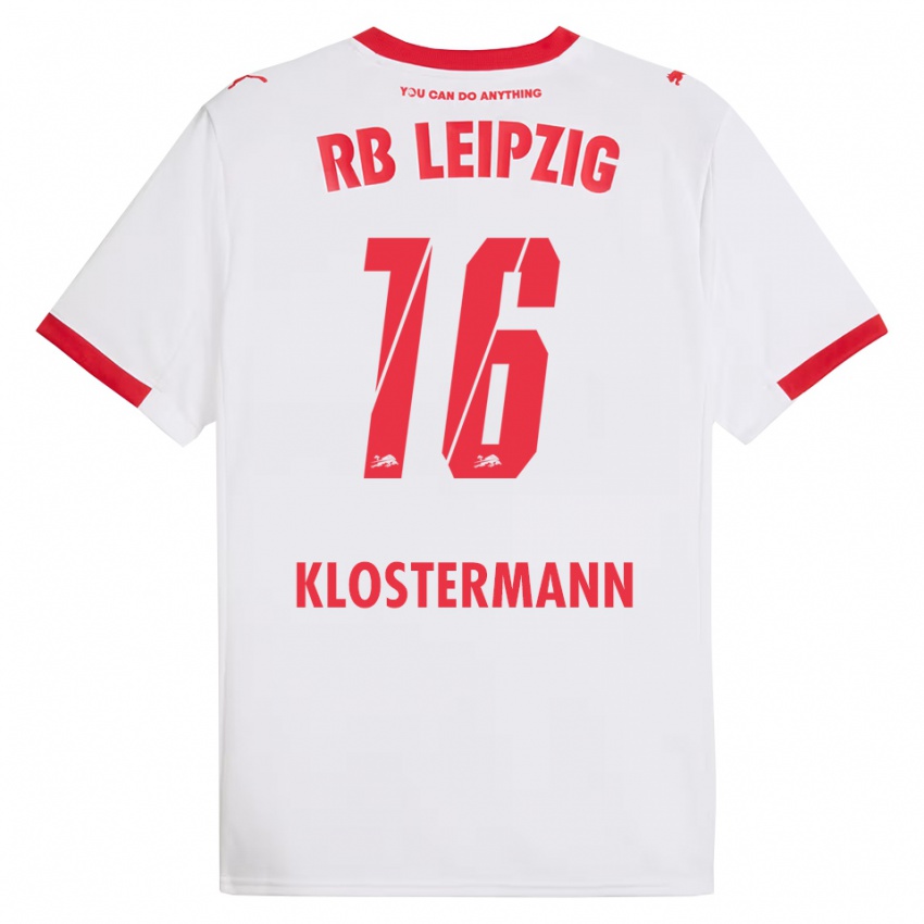 ילדים לוקאס קלוסטרמן #16 לבן אדום ג'רזי ביתית 2025/26 חולצה קצרה
