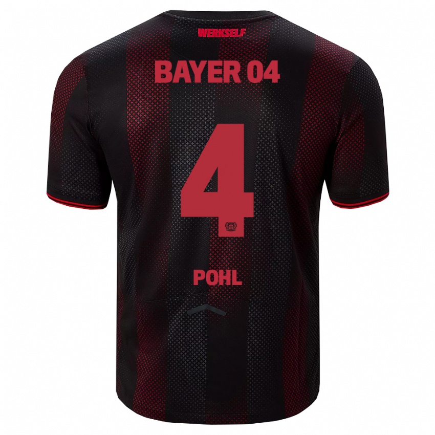 ילדים Ferdinand Pohl #4 שחור אדום ג'רזי ביתית 2025/26 חולצה קצרה