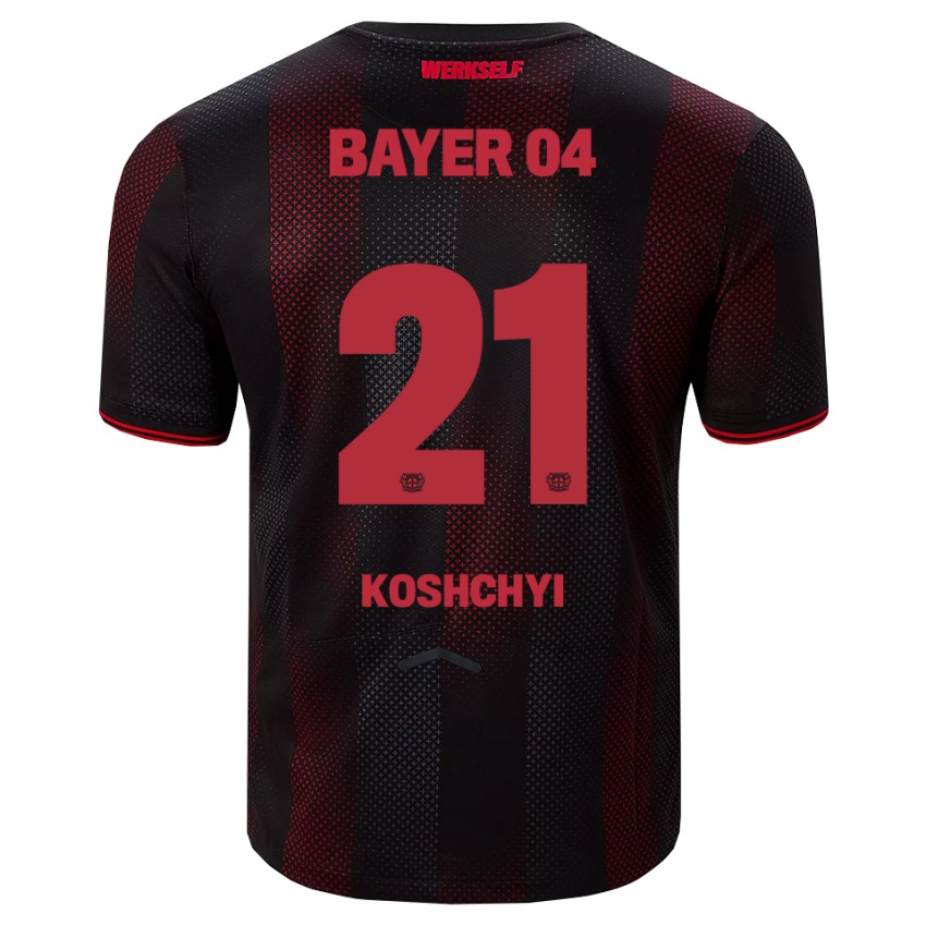 ילדים Yegor Koshchyi #21 שחור אדום ג'רזי ביתית 2025/26 חולצה קצרה