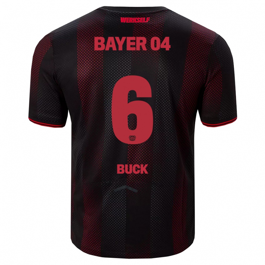 ילדים Dustin Buck #6 שחור אדום ג'רזי ביתית 2025/26 חולצה קצרה