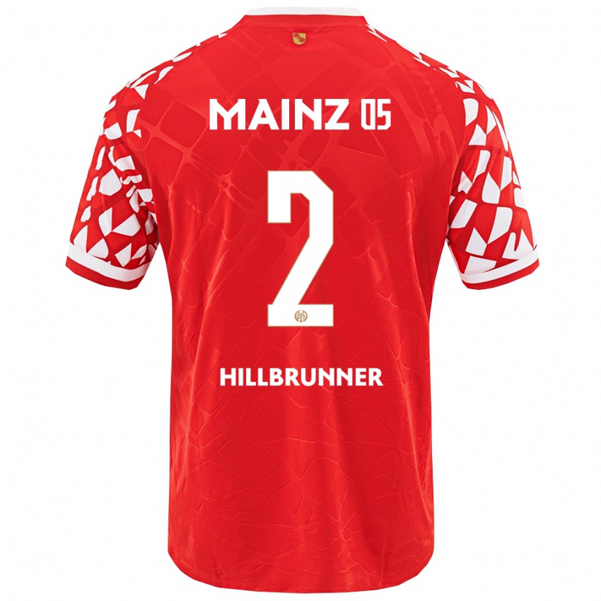 ילדים Fynn Hillbrunner #2 אדום לבן ג'רזי ביתית 2025/26 חולצה קצרה