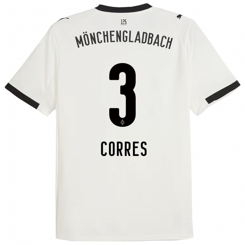 ילדים קרולין קורס #3 לבן שחור ג'רזי ביתית 2025/26 חולצה קצרה