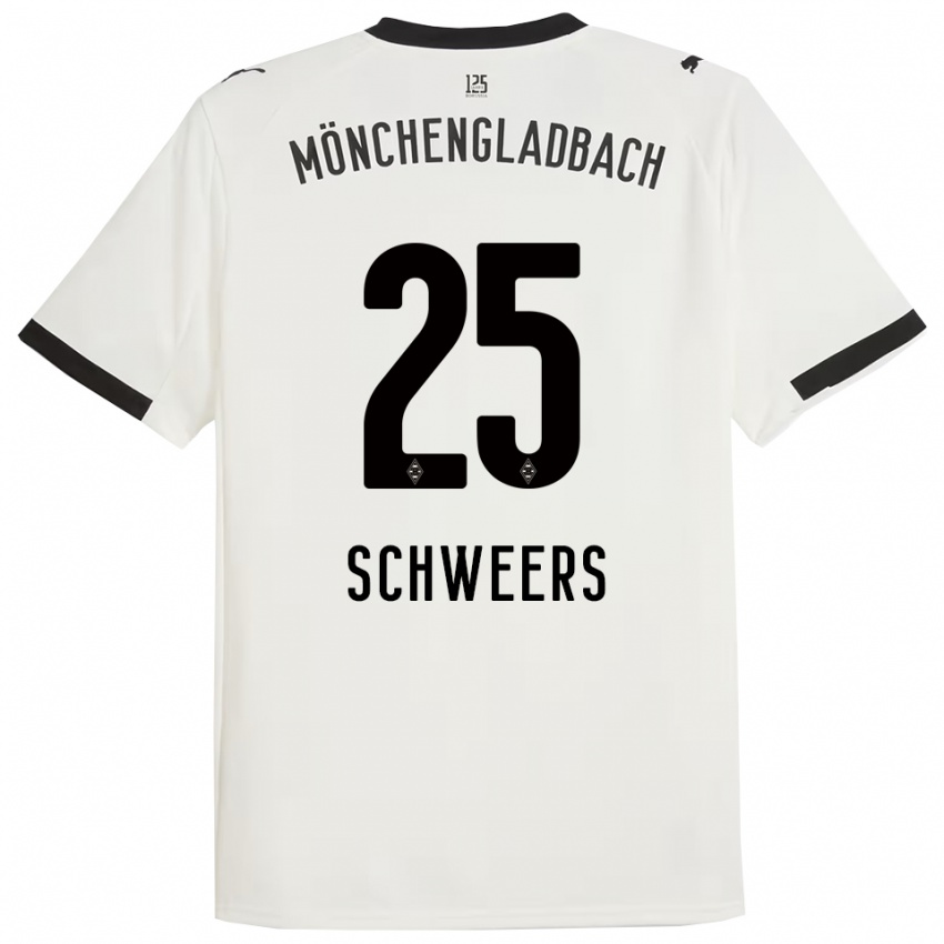 ילדים Lion Schweers #25 לבן שחור ג'רזי ביתית 2025/26 חולצה קצרה