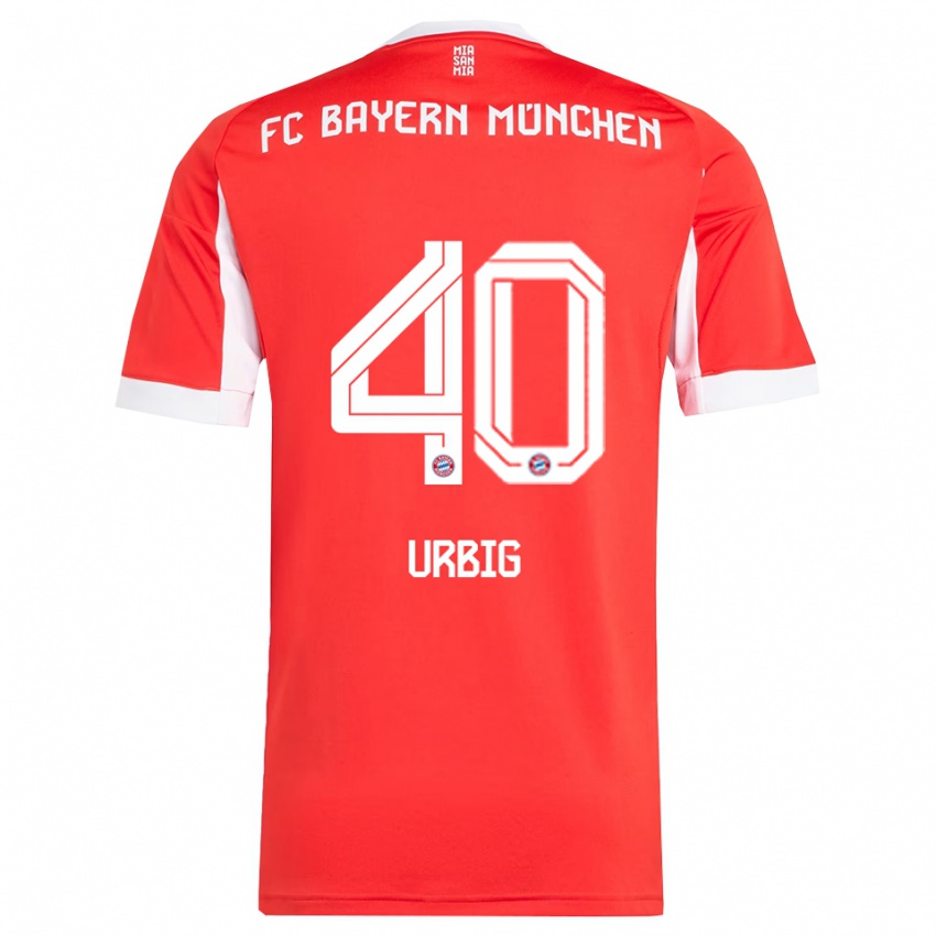 ילדים יונאס אורביג #40 אדום לבן ג'רזי ביתית 2025/26 חולצה קצרה