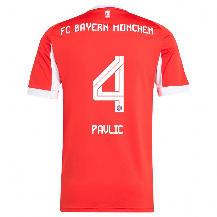 ילדים Raphael Pavlic #4 אדום לבן ג'רזי ביתית 2025/26 חולצה קצרה