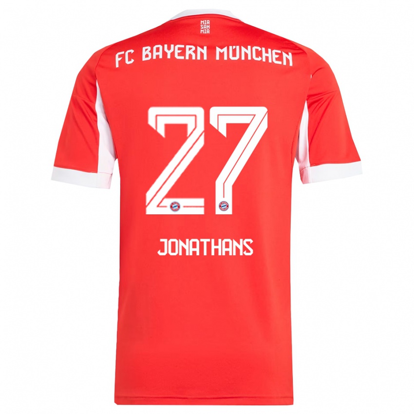 ילדים דוד ג'ונתנס #27 אדום לבן ג'רזי ביתית 2025/26 חולצה קצרה