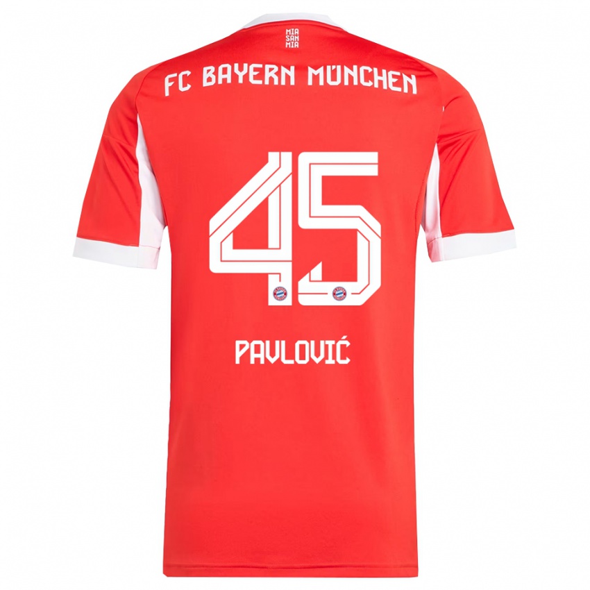 ילדים סשה פבלוביץ' #45 אדום לבן ג'רזי ביתית 2025/26 חולצה קצרה