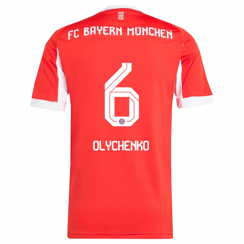ילדים Bogdan Olychenko #6 אדום לבן ג'רזי ביתית 2025/26 חולצה קצרה