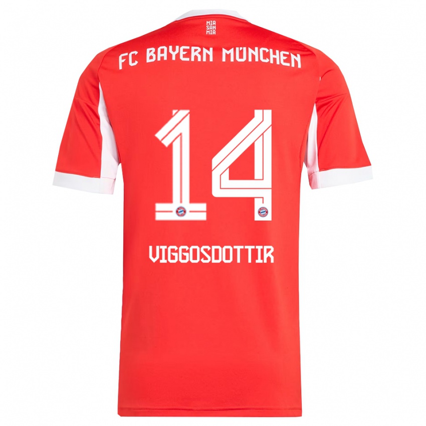 ילדים גלודיס פרלה ויגוסדוטיר #14 אדום לבן ג'רזי ביתית 2025/26 חולצה קצרה