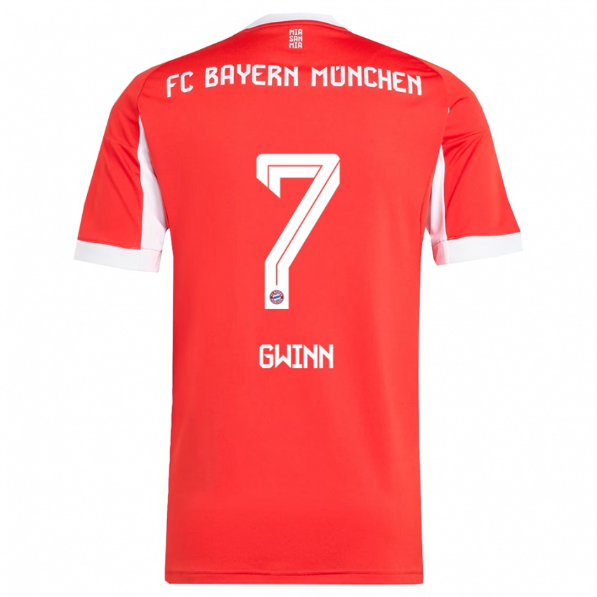 ילדים ג'וליה גווין #7 אדום לבן ג'רזי ביתית 2025/26 חולצה קצרה