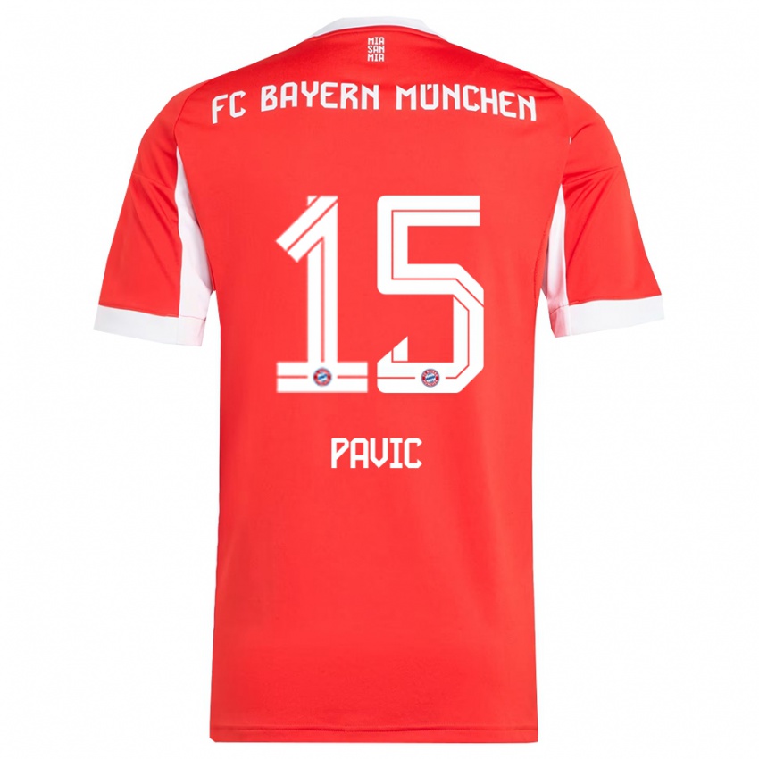 ילדים Filip Pavic #15 אדום לבן ג'רזי ביתית 2025/26 חולצה קצרה