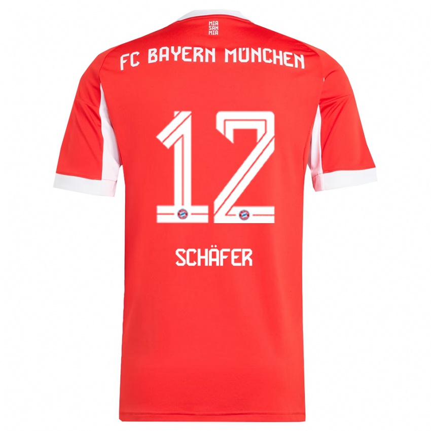 ילדים Luis Schäfer #12 אדום לבן ג'רזי ביתית 2025/26 חולצה קצרה