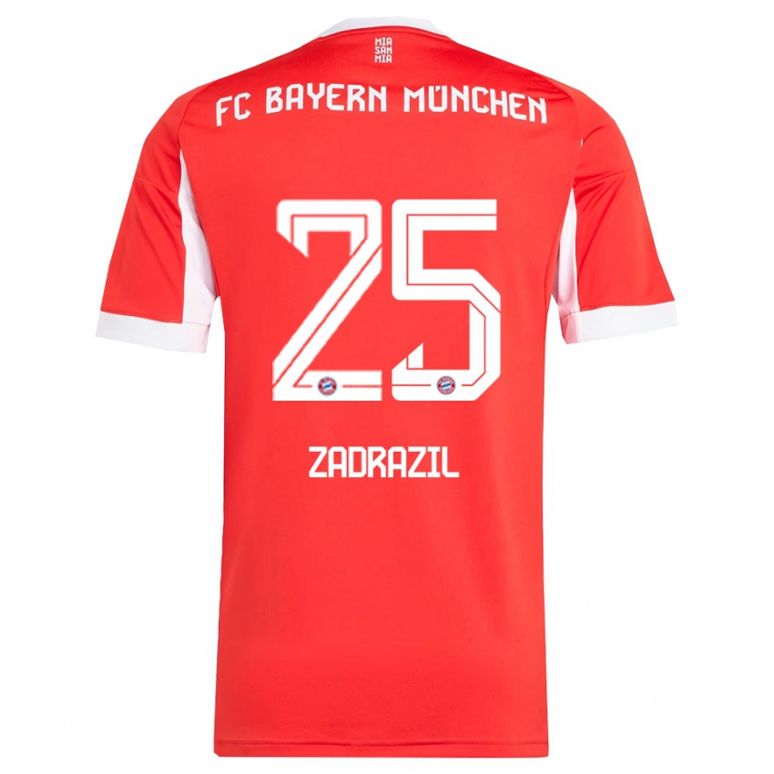 ילדים שרה זדרזיל #25 אדום לבן ג'רזי ביתית 2025/26 חולצה קצרה