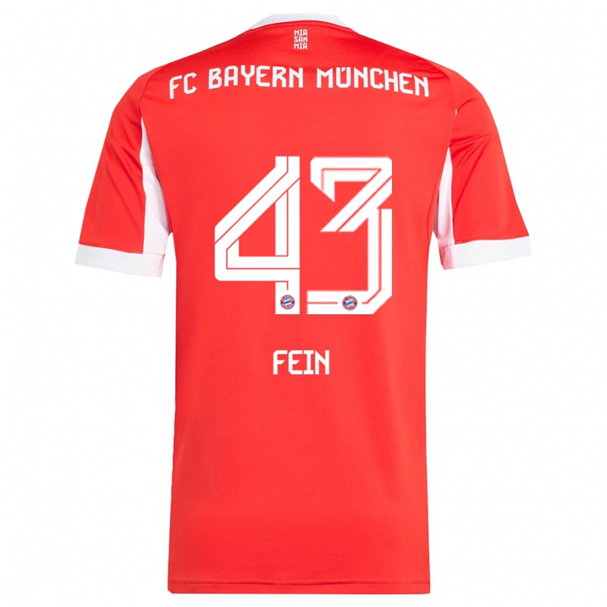 ילדים אדריאן פיין #43 אדום לבן ג'רזי ביתית 2025/26 חולצה קצרה