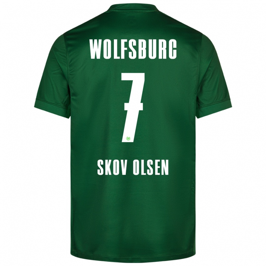 ילדים אנדראס סקוב אולסן #7 ירוק לבן ג'רזי ביתית 2025/26 חולצה קצרה