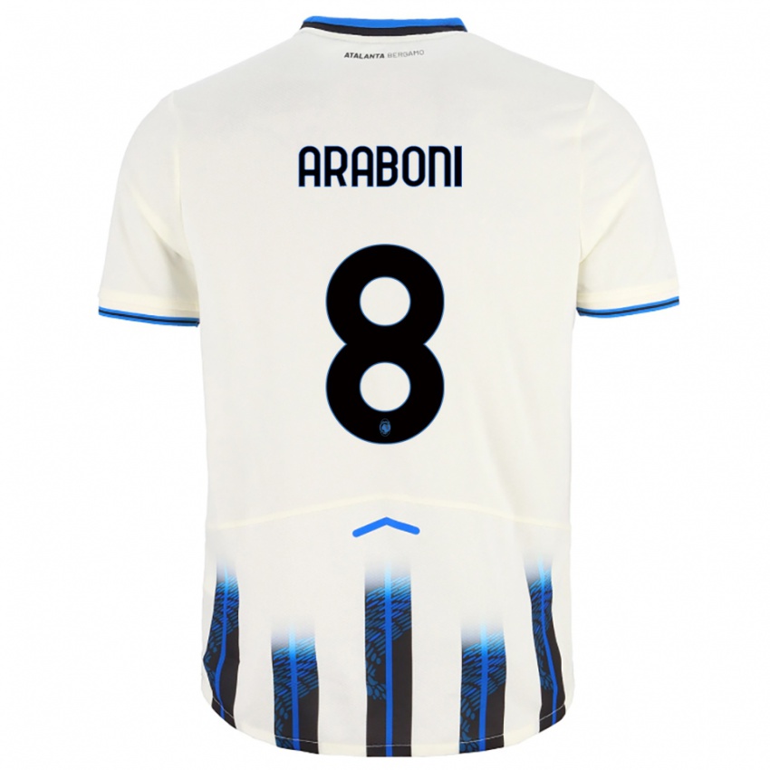 ילדים Sebastiano Araboni #8 לבן כחול הרחק ג'רזי 2025/26 חולצה קצרה