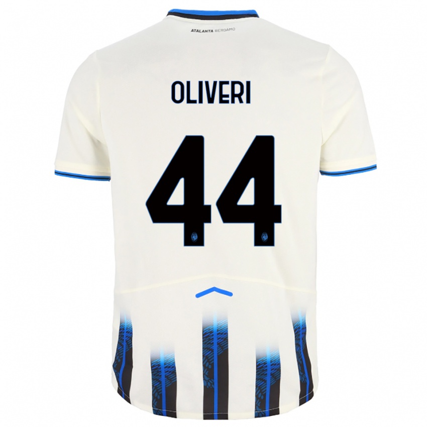 ילדים Andrea Oliveri #44 לבן כחול הרחק ג'רזי 2025/26 חולצה קצרה