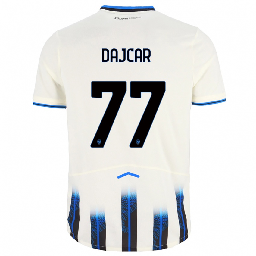ילדים Matevz Dajcar #77 לבן כחול הרחק ג'רזי 2025/26 חולצה קצרה