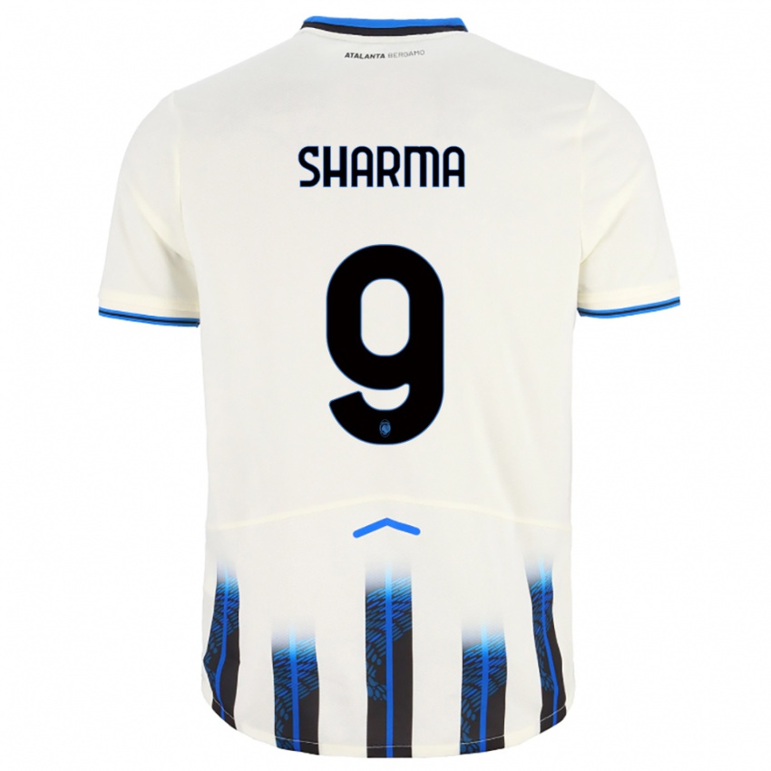 ילדים Rahul Sharma #9 לבן כחול הרחק ג'רזי 2025/26 חולצה קצרה