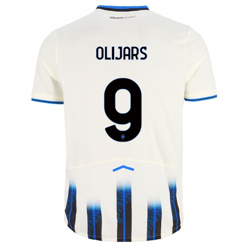 ילדים Jegors Olijars #9 לבן כחול הרחק ג'רזי 2025/26 חולצה קצרה