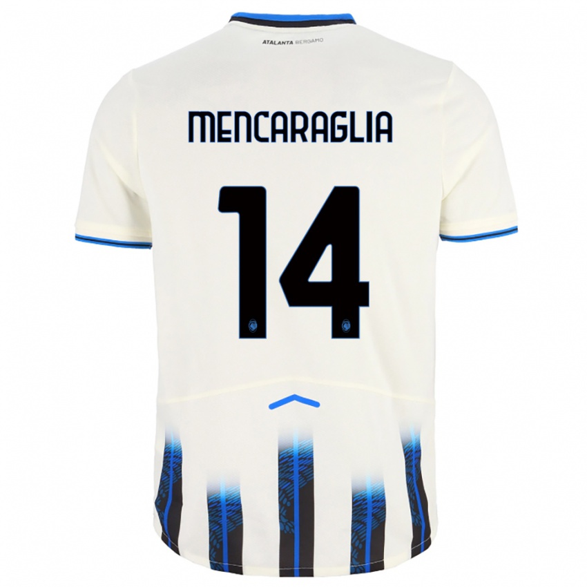 ילדים Filippo Mencaraglia #14 לבן כחול הרחק ג'רזי 2025/26 חולצה קצרה