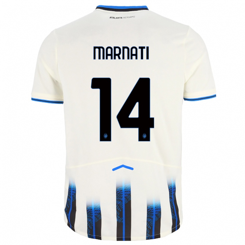 ילדים Sebastiano Marnati #14 לבן כחול הרחק ג'רזי 2025/26 חולצה קצרה