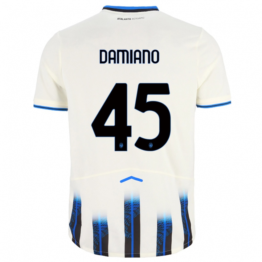 ילדים Vincenzo Damiano #45 לבן כחול הרחק ג'רזי 2025/26 חולצה קצרה