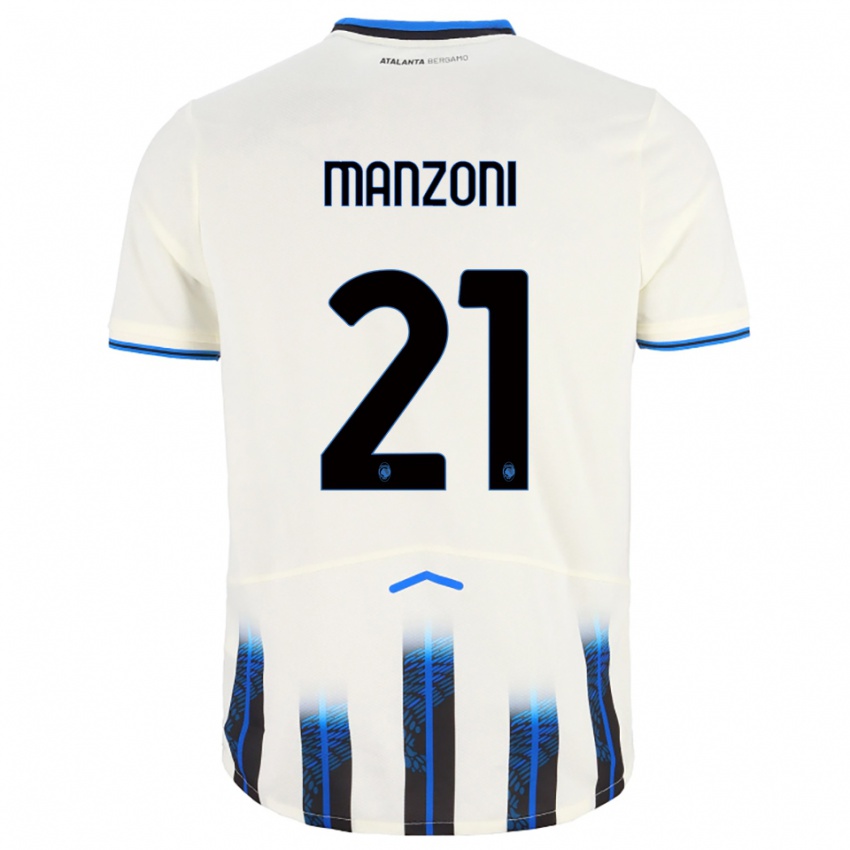 ילדים אלברטו מנצוני #21 לבן כחול הרחק ג'רזי 2025/26 חולצה קצרה