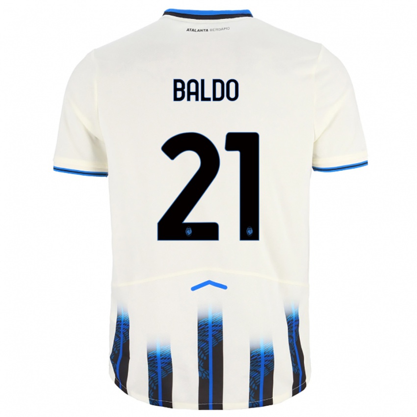 ילדים Nicolò Baldo #21 לבן כחול הרחק ג'רזי 2025/26 חולצה קצרה