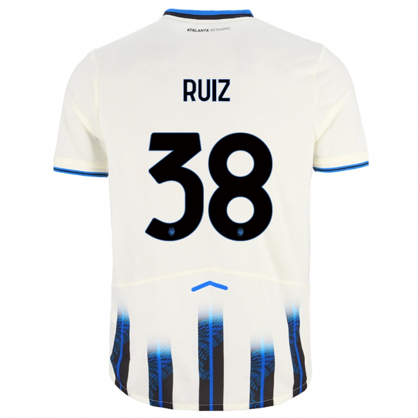 ילדים Gerard Ruiz #38 לבן כחול הרחק ג'רזי 2025/26 חולצה קצרה