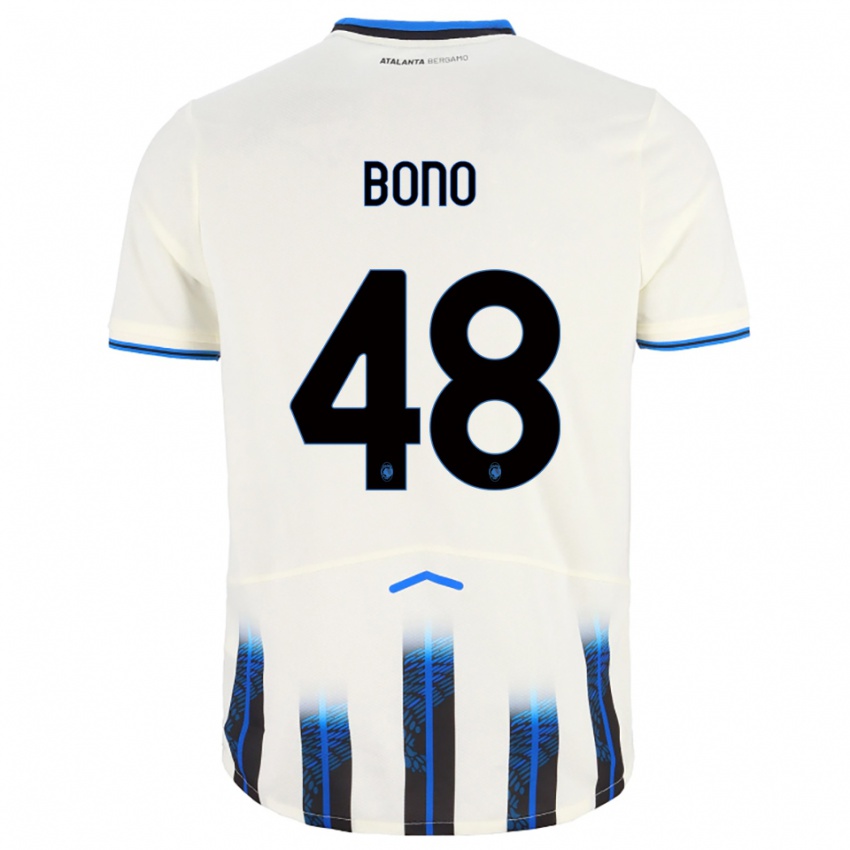 ילדים Davide Bono #48 לבן כחול הרחק ג'רזי 2025/26 חולצה קצרה