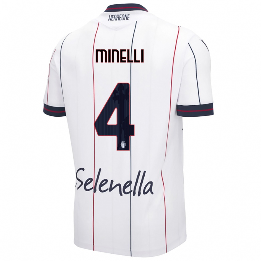 ילדים Leo Minelli #4 לבן כחול מלכותי הרחק ג'רזי 2025/26 חולצה קצרה
