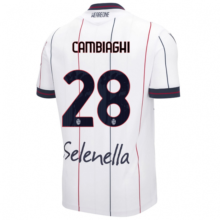 ילדים ניקולו קמביאגי #28 לבן כחול מלכותי הרחק ג'רזי 2025/26 חולצה קצרה