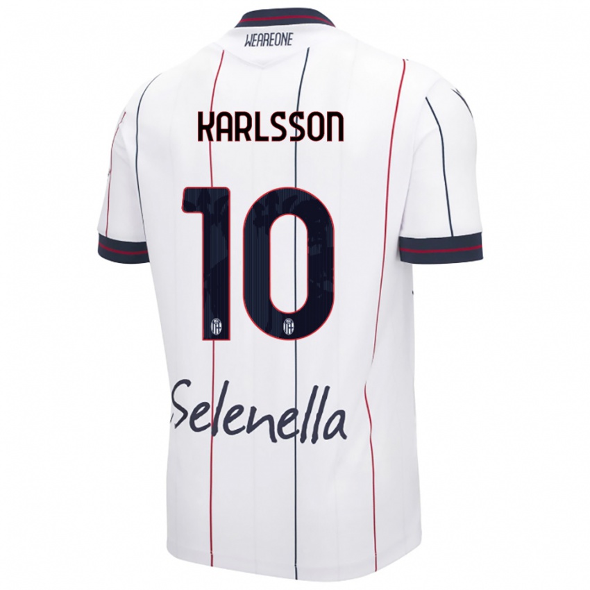 ילדים יספר קארלסון #10 לבן כחול מלכותי הרחק ג'רזי 2025/26 חולצה קצרה