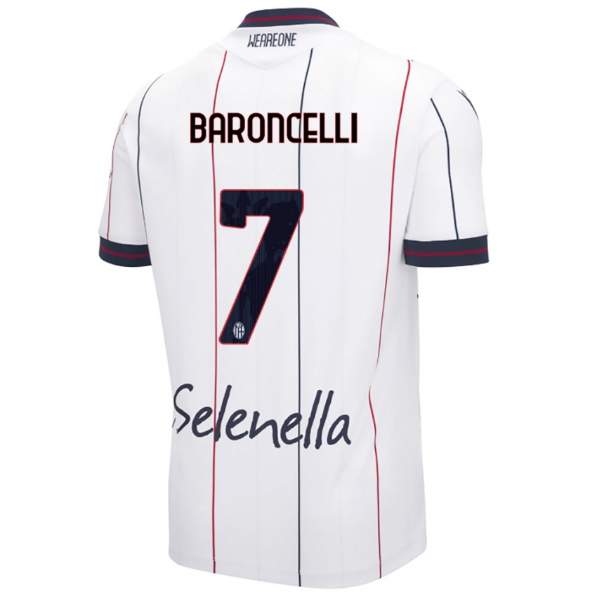 ילדים Giulio Baroncelli #7 לבן כחול מלכותי הרחק ג'רזי 2025/26 חולצה קצרה