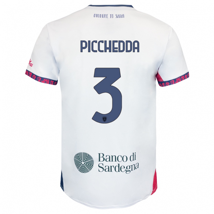 ילדים Marco Picchedda #3 לבן נייבי אדום הרחק ג'רזי 2025/26 חולצה קצרה