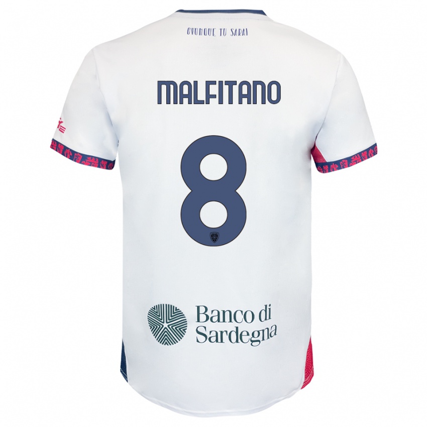 ילדים רוברטו מלפיטנו #8 לבן נייבי אדום הרחק ג'רזי 2025/26 חולצה קצרה