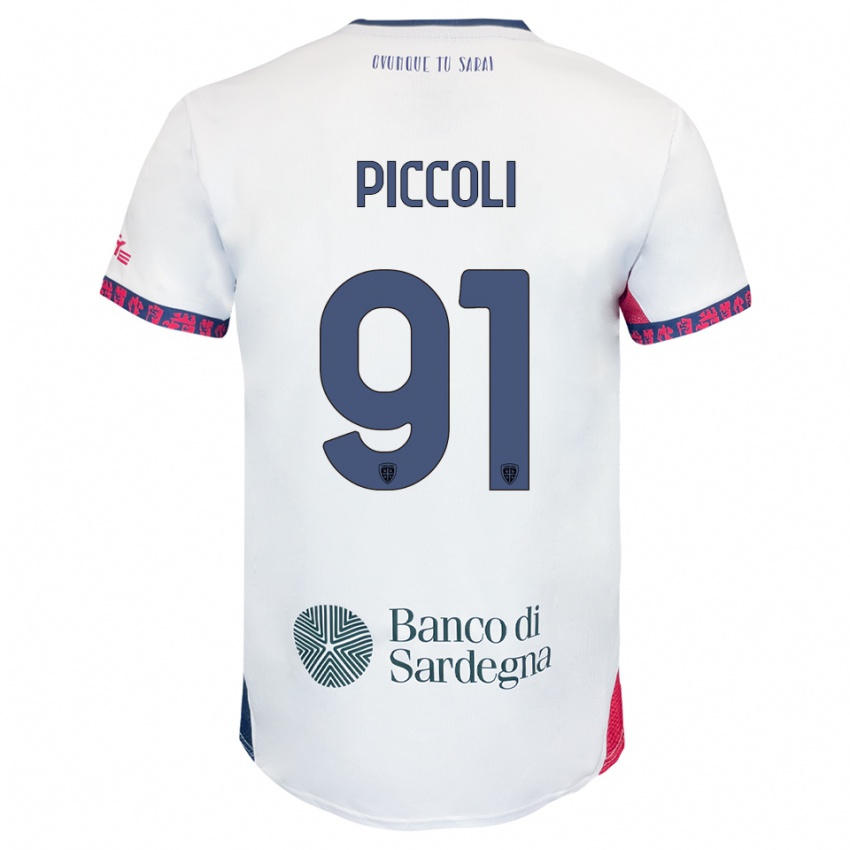 ילדים רוברטו פיקולי #91 לבן נייבי אדום הרחק ג'רזי 2025/26 חולצה קצרה