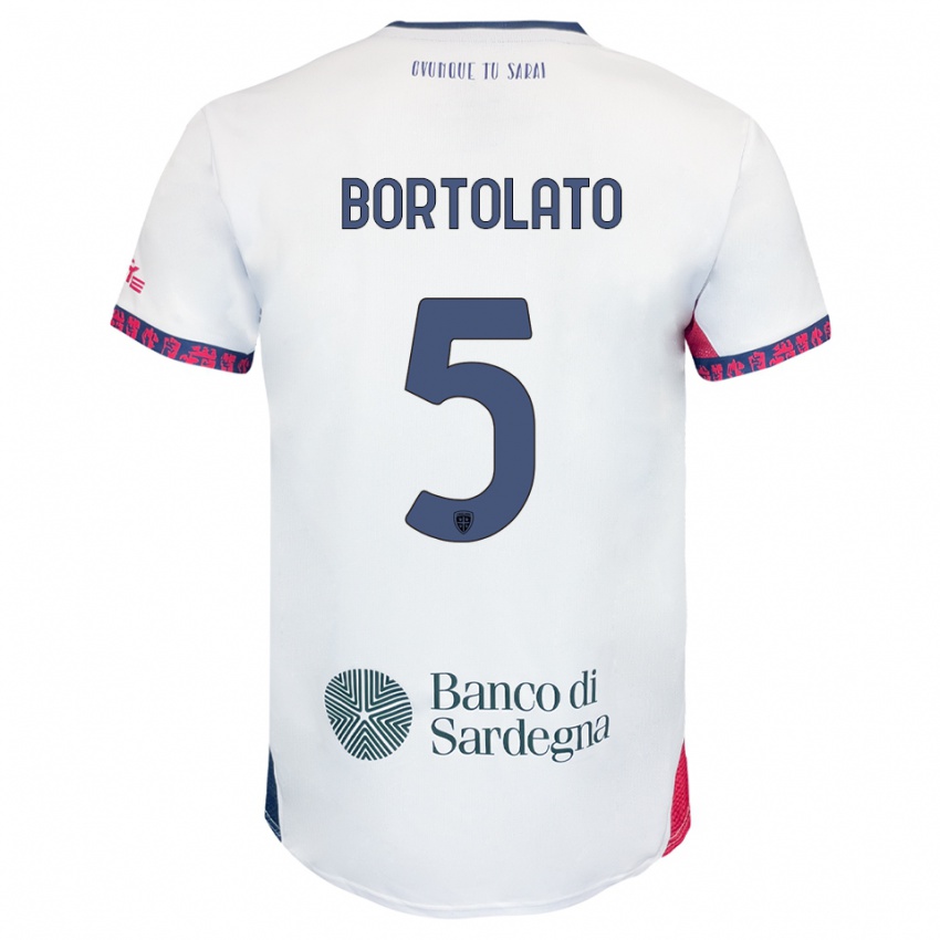 ילדים Filippo Bortolato #5 לבן נייבי אדום הרחק ג'רזי 2025/26 חולצה קצרה