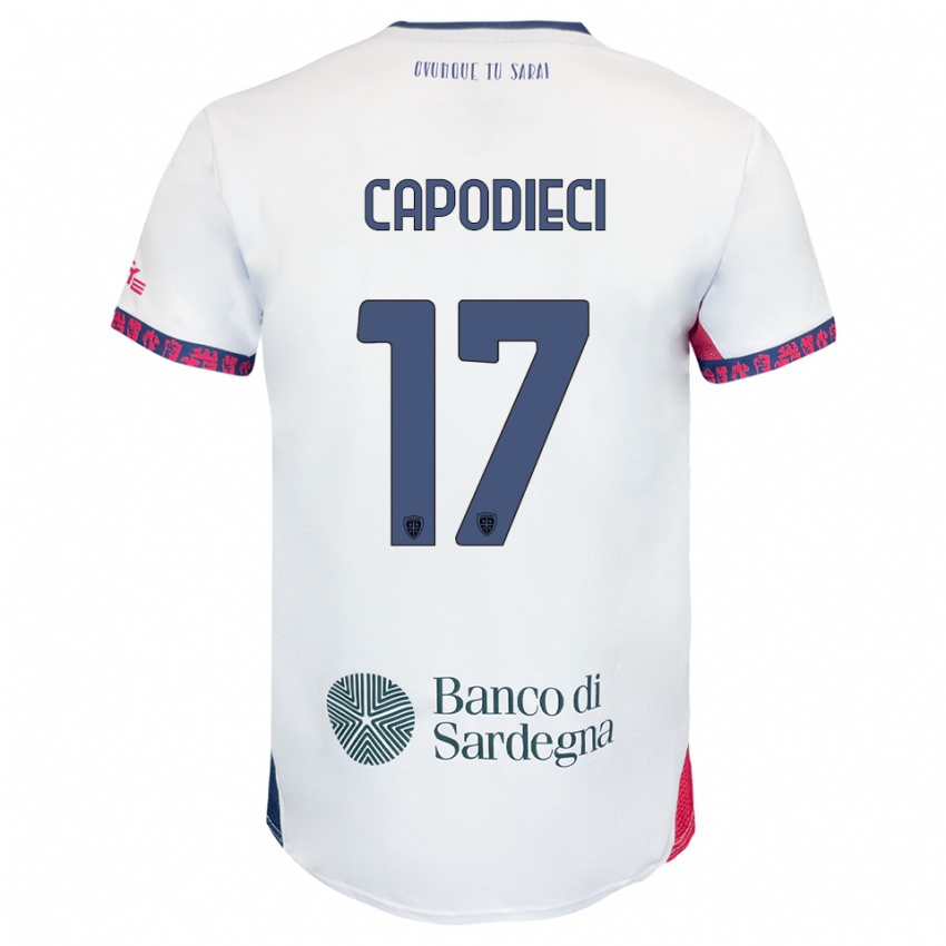 ילדים Loris Capodieci #17 לבן נייבי אדום הרחק ג'רזי 2025/26 חולצה קצרה