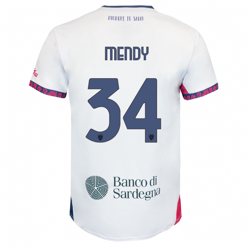 ילדים פול מנדי #34 לבן נייבי אדום הרחק ג'רזי 2025/26 חולצה קצרה