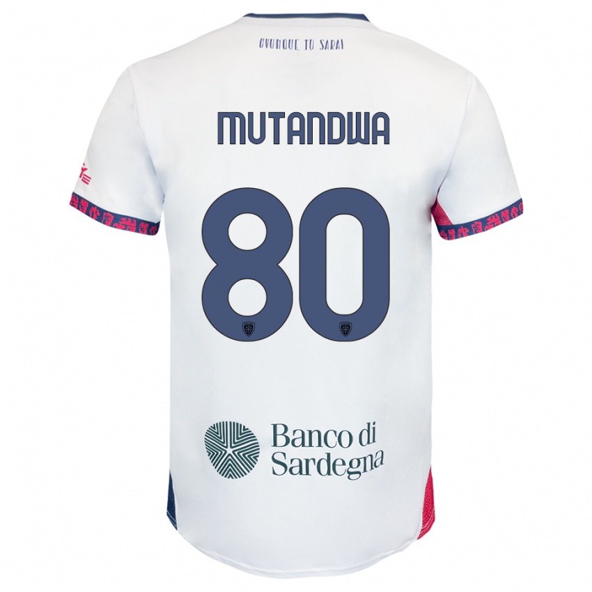 ילדים Kingstone Mutandwa #80 לבן נייבי אדום הרחק ג'רזי 2025/26 חולצה קצרה