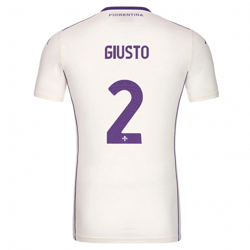 ילדים Gabriele Giusto #2 לבן סגול אדום הרחק ג'רזי 2025/26 חולצה קצרה