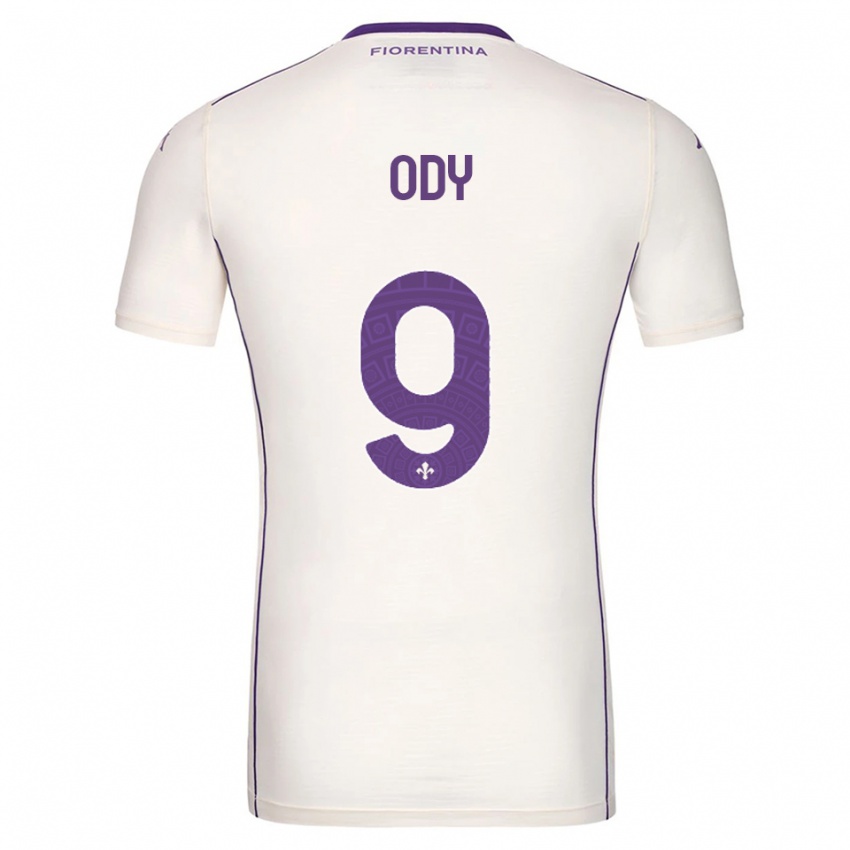 ילדים Edwin Ody #9 לבן סגול אדום הרחק ג'רזי 2025/26 חולצה קצרה