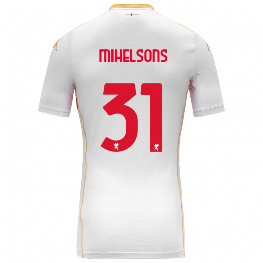 ילדים Rendijs Mihelsons #31 לבן אדום הרחק ג'רזי 2025/26 חולצה קצרה