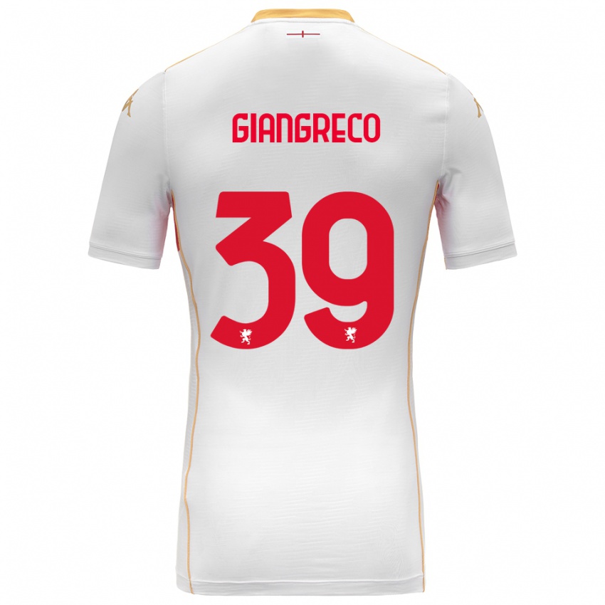 ילדים Nicolò Giangreco #39 לבן אדום הרחק ג'רזי 2025/26 חולצה קצרה