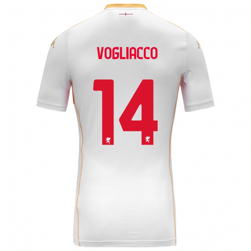ילדים Alessandro Vogliacco #14 לבן אדום הרחק ג'רזי 2025/26 חולצה קצרה