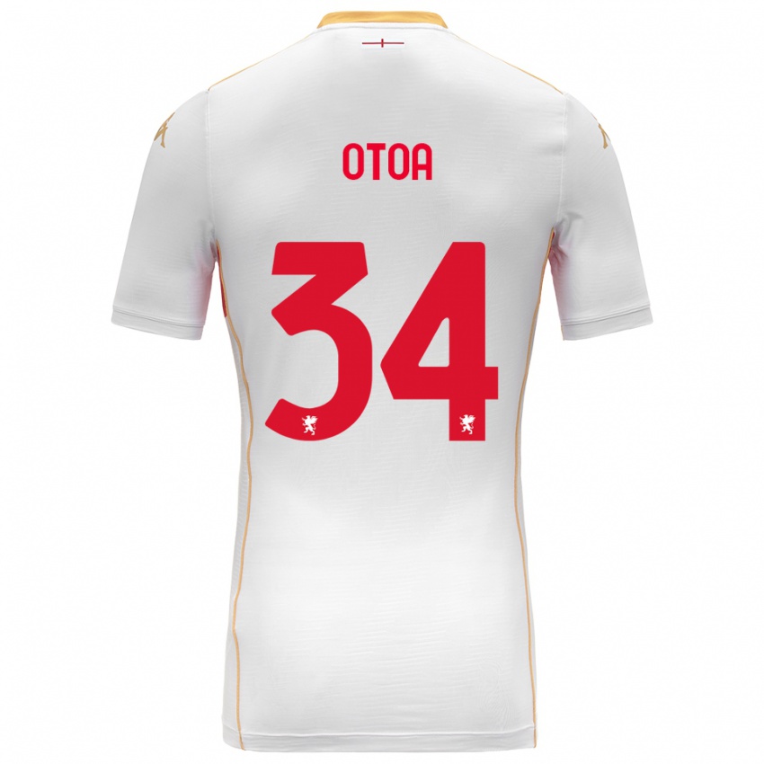 ילדים סבסטיאן אוטואה #34 לבן אדום הרחק ג'רזי 2025/26 חולצה קצרה