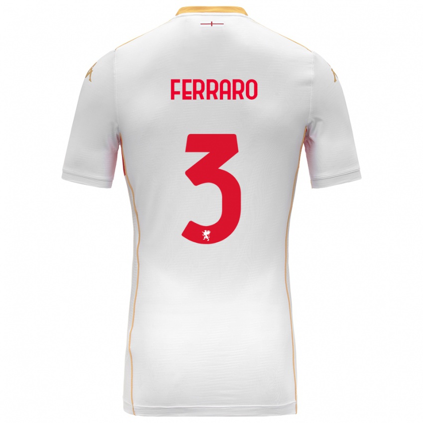 ילדים Marco Ferraro #3 לבן אדום הרחק ג'רזי 2025/26 חולצה קצרה